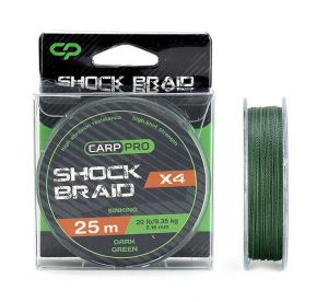 Carp Pro - Fir Textil Dark Green Shock Braid X4, 50m / 0,16mm 20lb-9,35kg