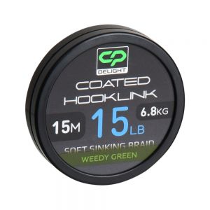 Carp Pro - Fir Textil Delight cu Camasa Coated Hooklink Soft Sinking Weedy Green 15m / 15lb / 6,8kg